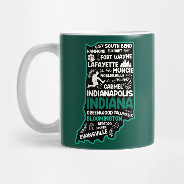 Bloomington Indiana cute map Fort Wayne, Evansville, Carmel, South Bend, Fishers, Hammond, Gary, Lafayette by BoogieCreates